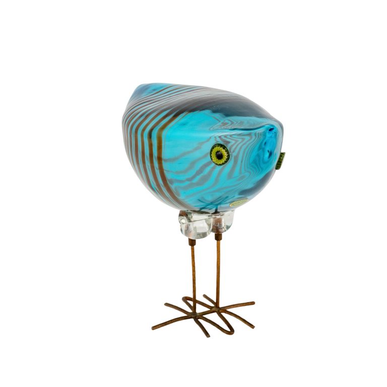 Pulcino blau Alessandro Pianon Vetreria Vistosi Murano um 1961 Glas und Kupferdraht