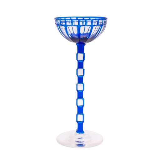 Blue liqueur glass with cut decoration Otto Prutscher Meyr's Neffe for E. Bakalowits Söhne ca. 1907
