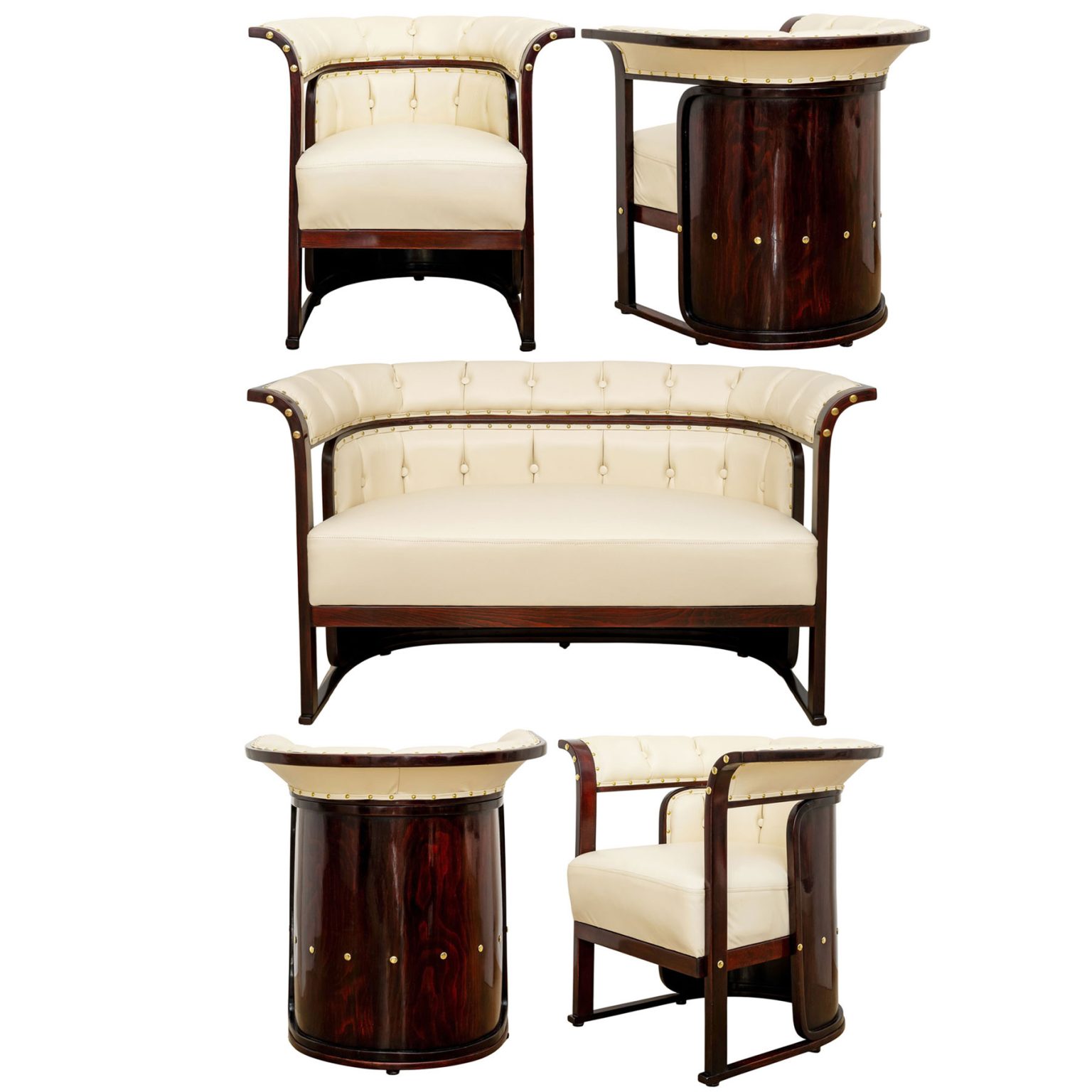 Jugendstil Sitzgarnitur Buenos Aires Josef Hoffmann J. & J. Kohn Wien Mod.Nr. 675 F und 675 C um 1910