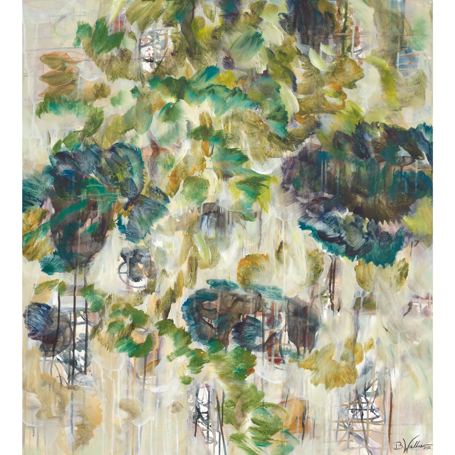 "Winterlandschaft" Barbara Wallner 2025 Acryl Kohle auf Leinwand