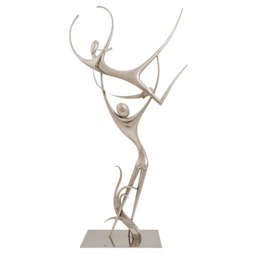 Dancing couple performing a lift Franz Hagenauer Werkstätte Hagenauer Wien ca. 1985 brass nickel-plated