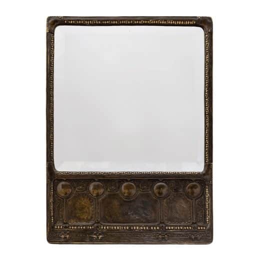Mirror with "Etruscan" ornament Gustav Gurschner K.K. Kunst-Erzgießerei ca. 1906-08 bronze patinated mirrored glass