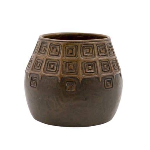 Bronze vase with quadrangular ornamentation Gustav Gurschner K.K. Kunst-Erzgießerei, Wien ca. 1907 marked signed