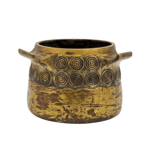Small pot with three handles Gustav Gurschner Berndorfer Metallwarenfabrik ca. 1906 bronze partly patinated gilt marked signed