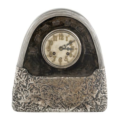 Mantel clock Gustav Gurschner K.K. Kunst-Erzgießerei ca. 1906 bronze patinated silver-plated marked signed