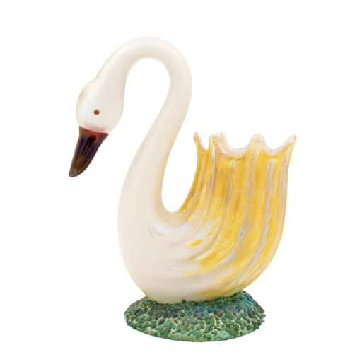 Swan-shaped vase Johann Loetz Witwe for Ludwig Fränkel Berlin decor Email with Papillon ca. 1905