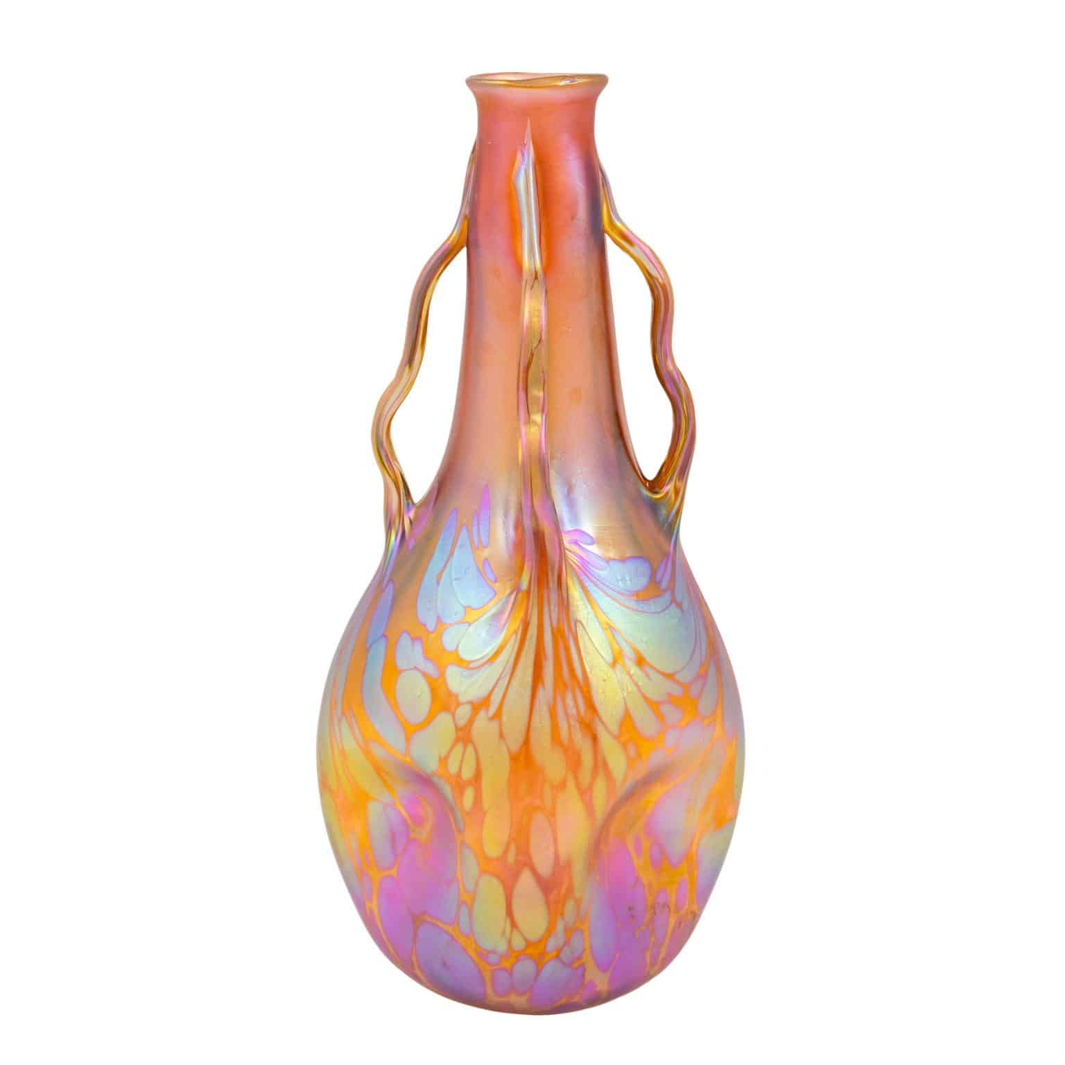 Vase mit Zierhenkeln Johann Loetz Witwe Dekor Phänomen Genre 1/473 um 1901
